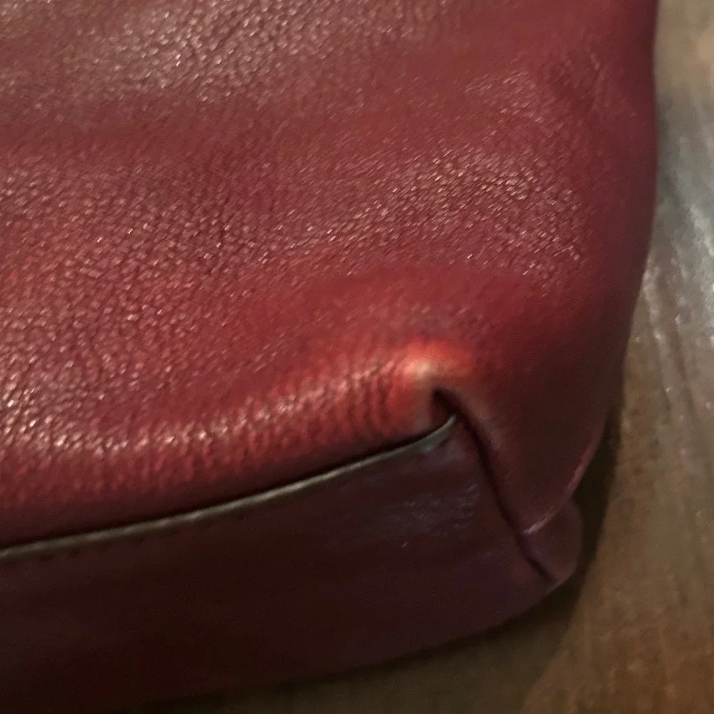 Michael Kors Hamilton Maroon Leather Lock Top Handle Zipper Satchel Shoulder Bag